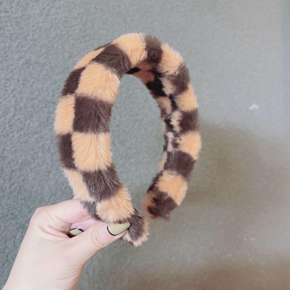 Danilo Băng Đô Cài Tóc Vải Lông Họa Tiết Kẻ Ô Cổ Điển Ngọt Ngào Cho Nữ