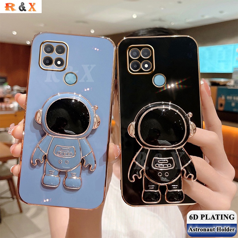 Ốp Điện Thoại Cao Su Mềm Mạ Điện Hình Phi Hành Gia Cho OPPO Reno 7 Reno 6Z 5G Reno 5 Reno 3 Reno 2F A83 A31 A91 F11 F9 R&amp;X