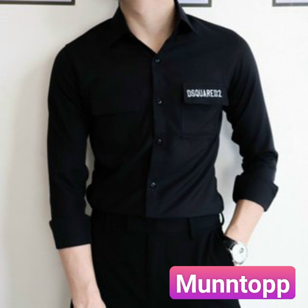 Áo sơ mi nam tay dài trẻ trung 2 màu basic