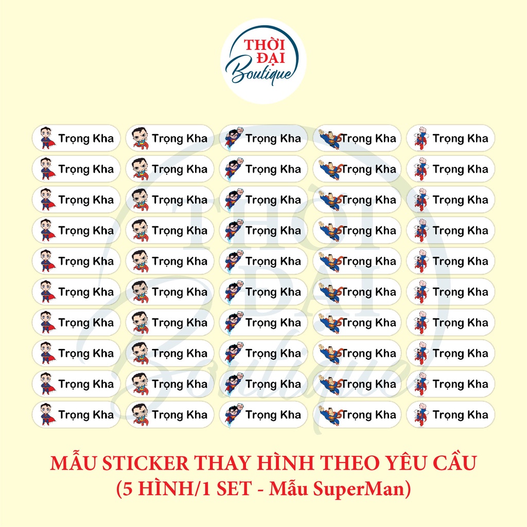 Sticker decal in tên bé  dán đồ dùng học tập - 100 cái