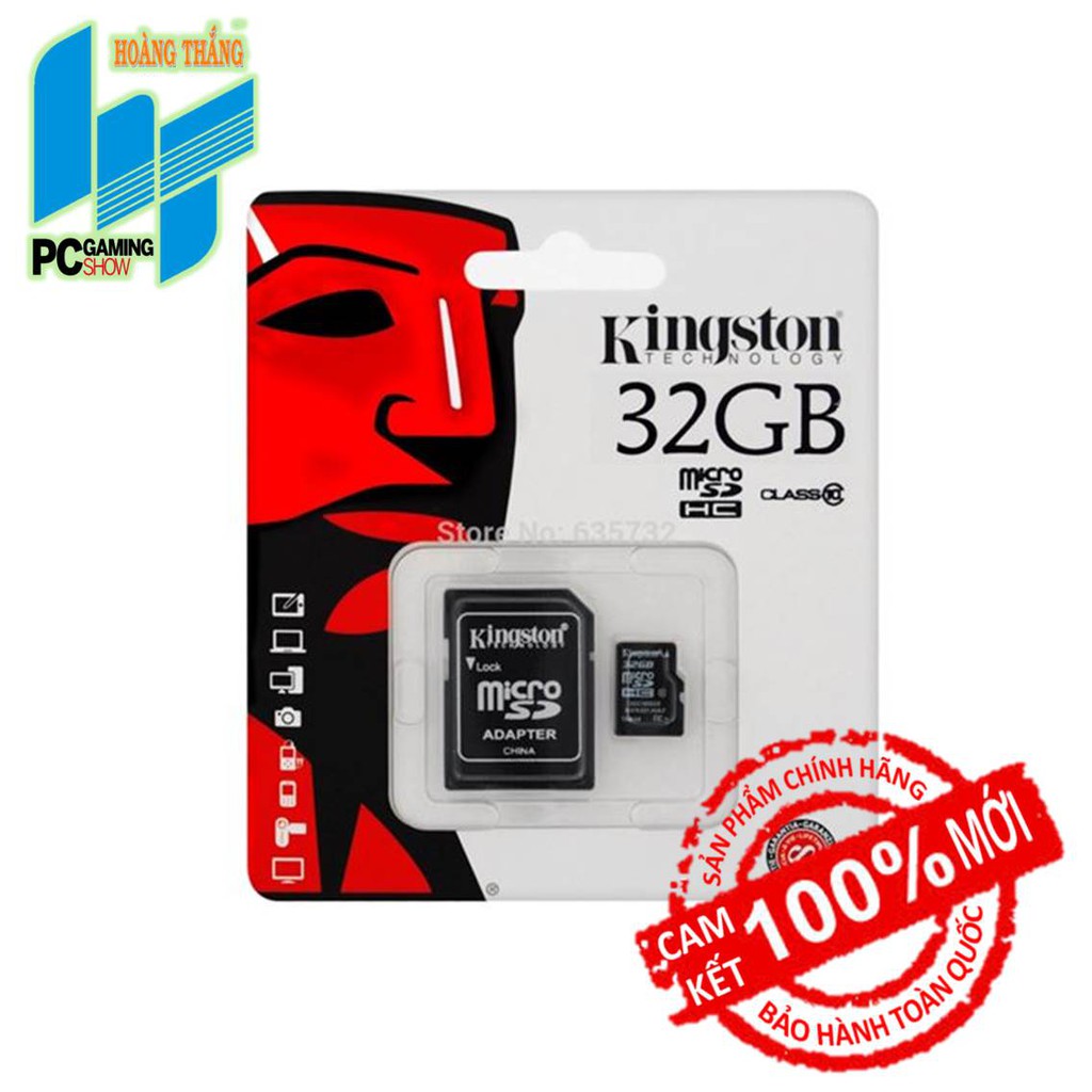 [Mã ELFLASH5 giảm 20K đơn 50K] Thẻ nhớ Micro SDHC Kingston 32GB (Class 10) chính hãng
