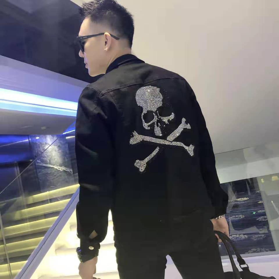 [SHOP THỜI TRANG CAO CẤP] Áo khoác Jean Jacket siêu cấp đính đá Philipp Plein [FREE SHIP]