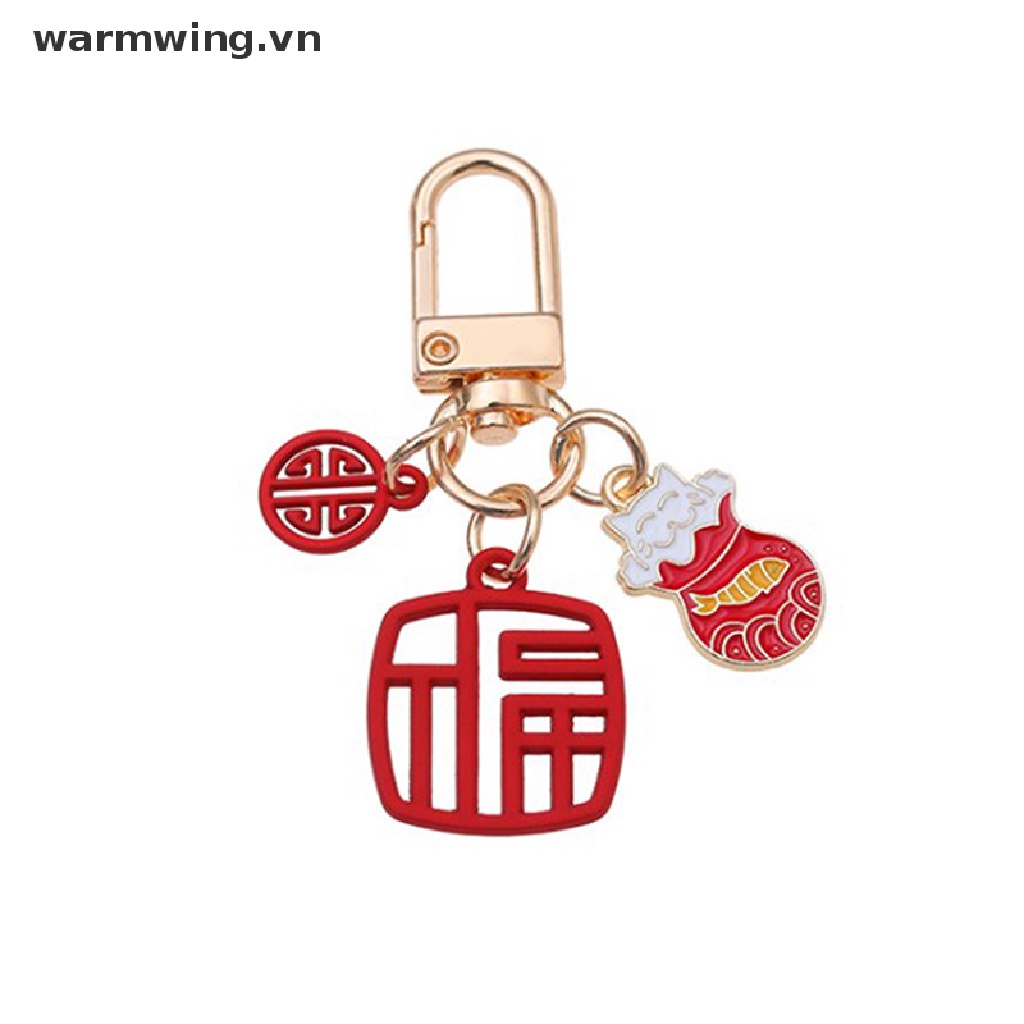 Móc Khóa Hình Chú Mèo May Mắn Màu Vàng Đỏ Thời Trang