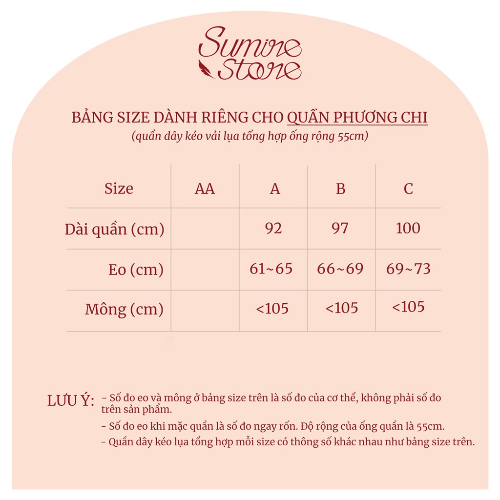Sumire Store Quần lụa tổng hợp dây kéo ống rộng Phương Chi