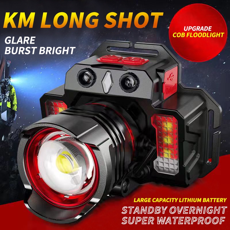 Đèn LED P50 5000 Lumens Đội Đầu Siêu Sáng Có Thể Sạc Lại Loại C Dùng Khi Đi Cắm Trại Ngoài Trời