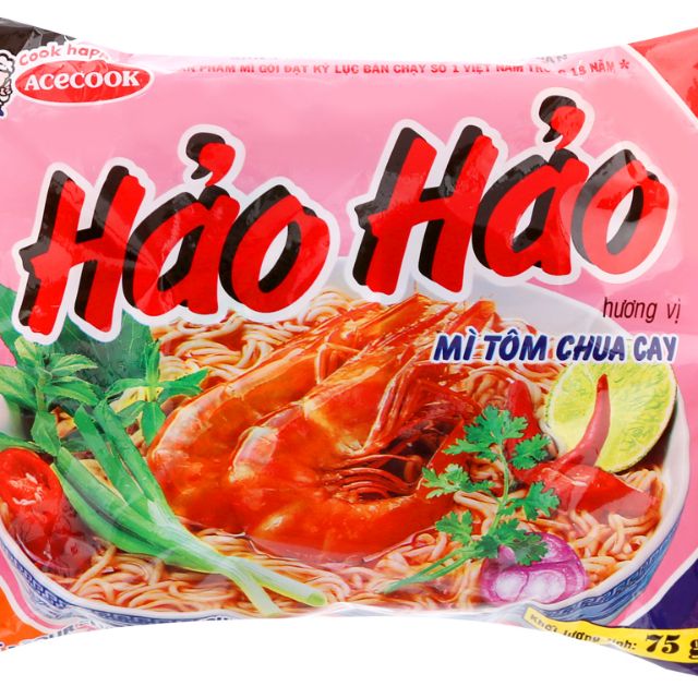 Combo 10gói mì tôm Hảo hảo chua cay/gà/chua ngọt/tôm/hải sản  75g
