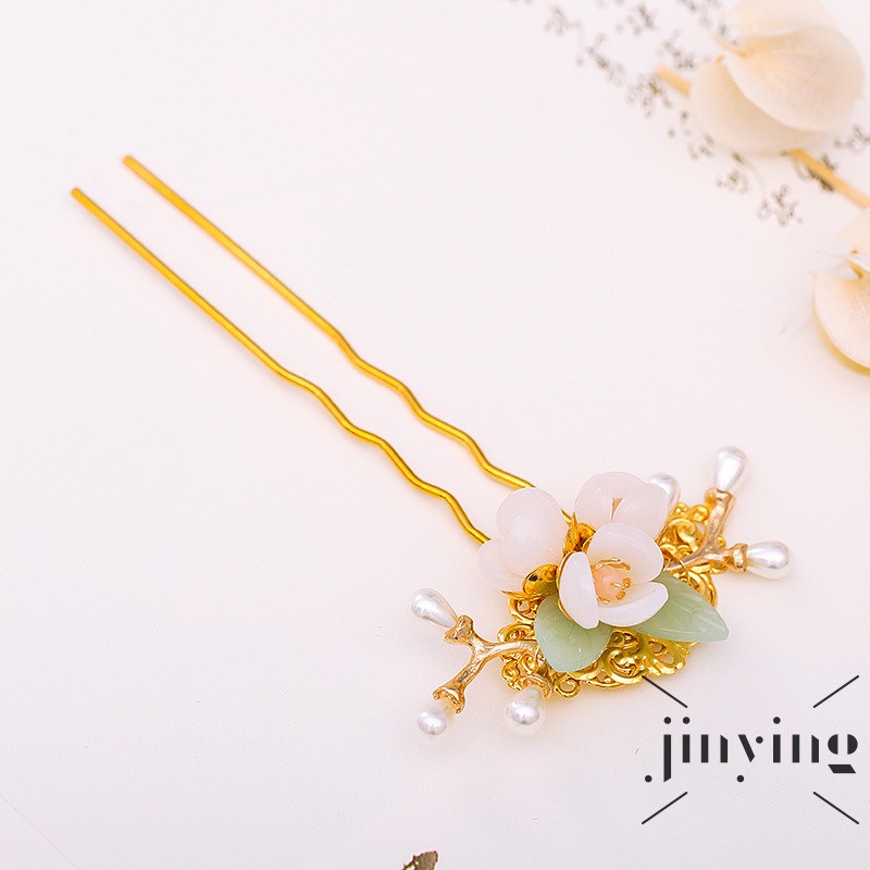 GETNOIVAS Trâm cài tóc trang trí họa tiết hình bông hoa đính ngọc trai giả phong cách cổ điển cho nữ