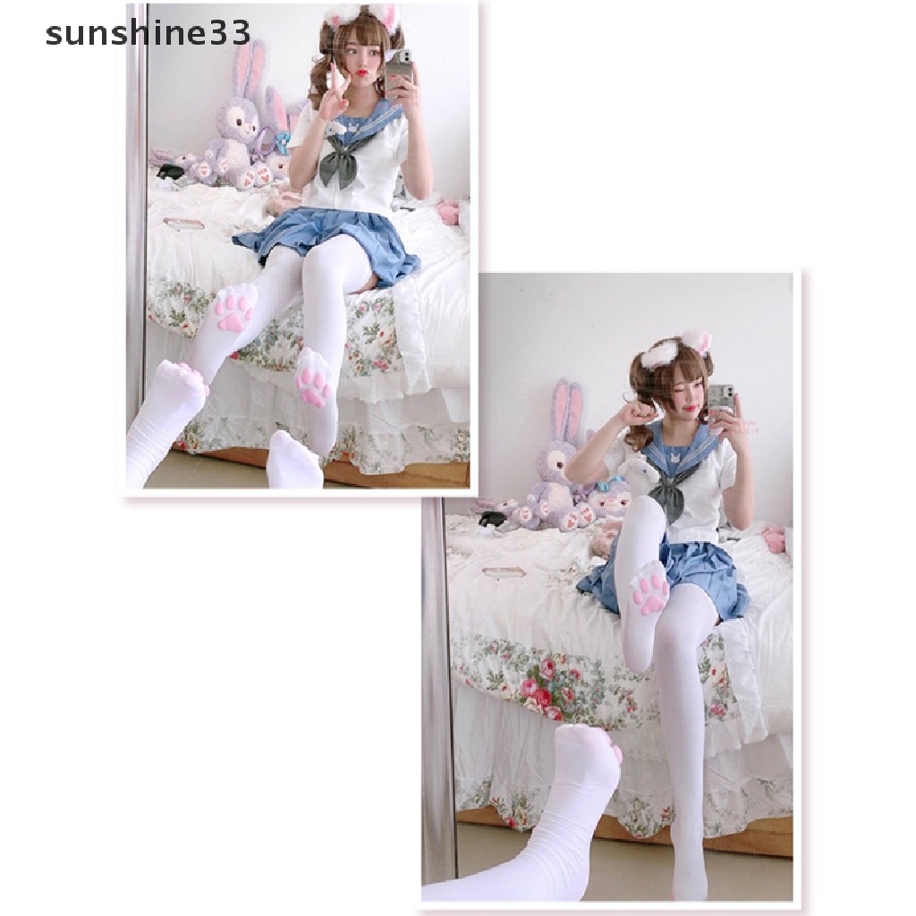 Vớ cổ cao in hình chân mèo 3D đáng yêu cho nữ
