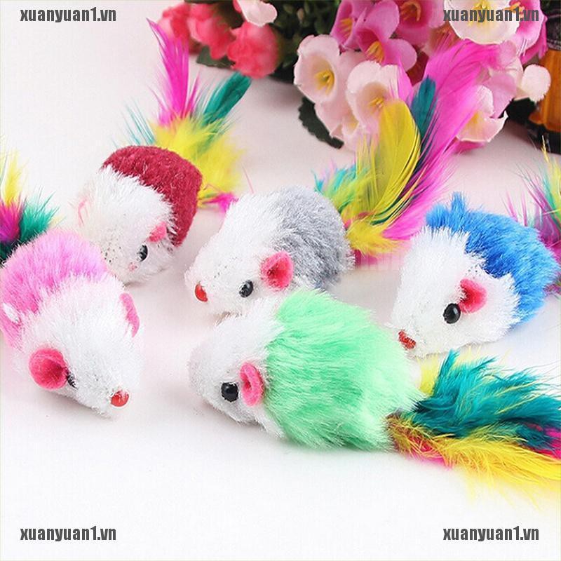 [XUANYUAN1] Set 10 Chú Chuột Giả Bằng Lông Mềm Nhiều Màu Cho Mèo Cưng