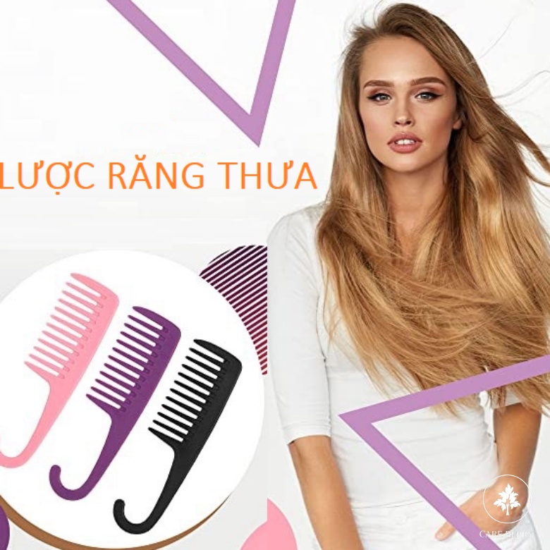 Lược Răng Thưa Chống Tĩnh Điện Phù hợp Chải Tóc Ướt, Tóc Xoăn, Tóc Dày Có Móc Treo Tiện Lợi