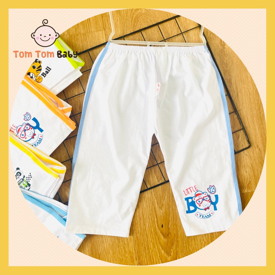 Quần dài cotton cho bé trai SUSU ( 1 quần)| Mẫu Dài Trắng Viền Màu| Size 1-8 cho bé 5-21 kg| Chất vải mềm, mịn, dày dặn