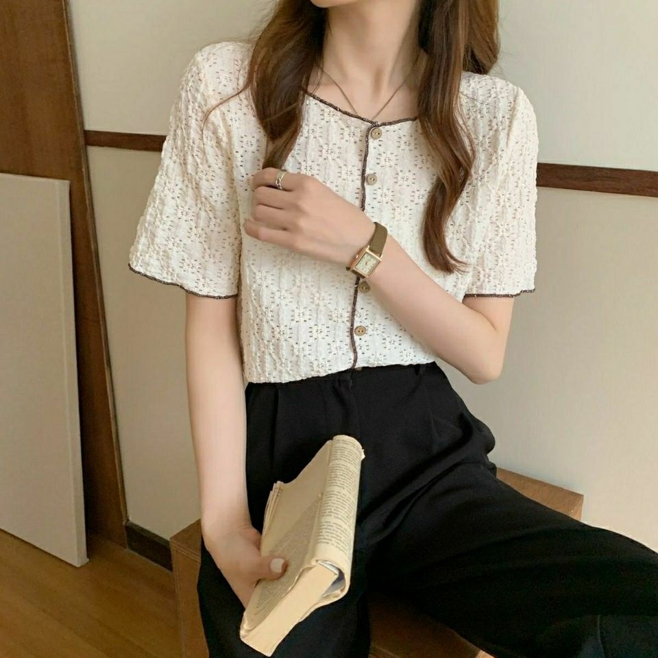 Áo sơ mi tay ngắn kiểu dáng thời trang Hàn Quốc cho nữ