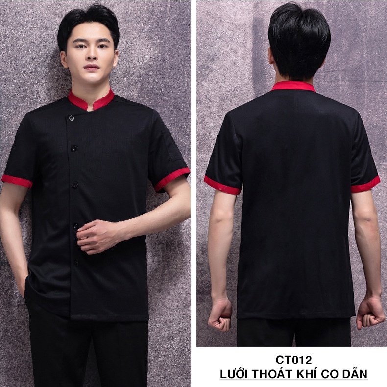 ÁO BẾP NGẮN TAY VẢI LƯỚI MÈ CO DÃN THOÁNG MÁT CT012