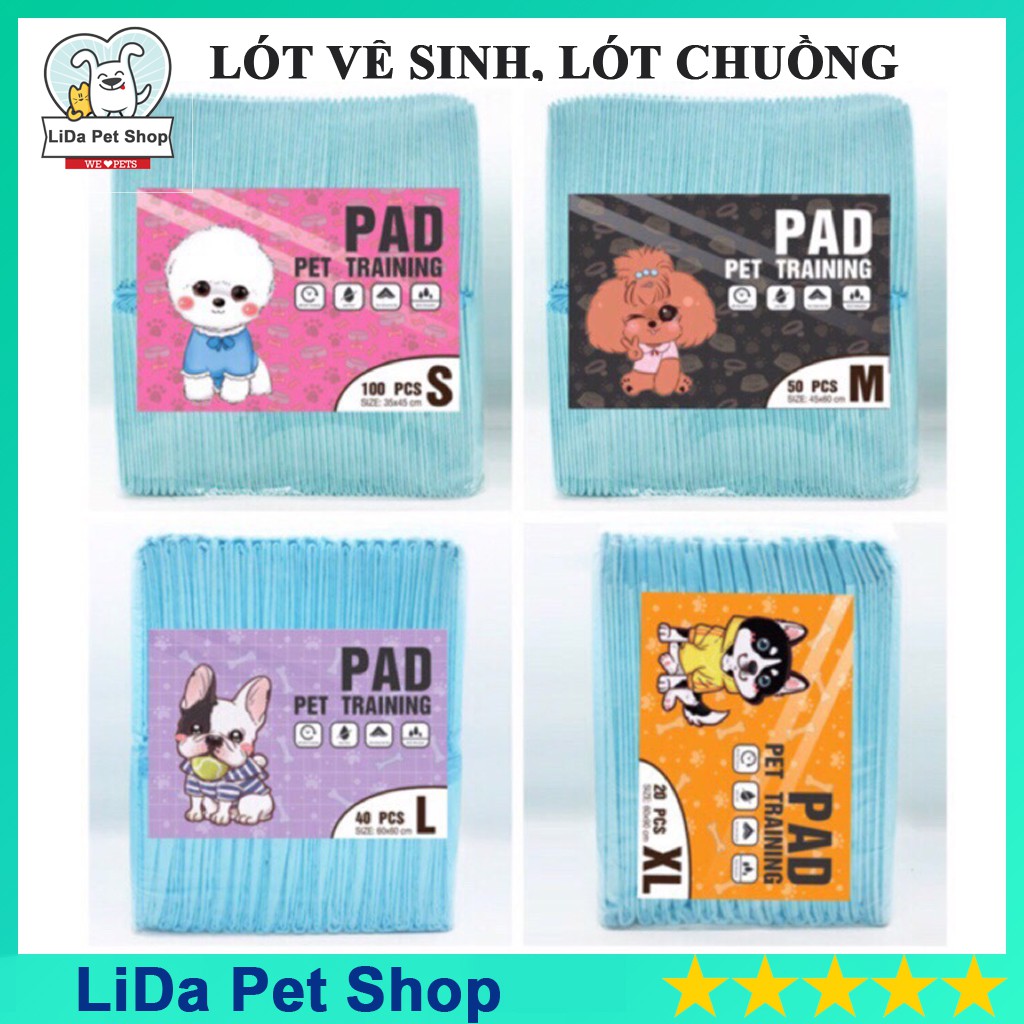 Tã lót cho chó mèo đi vệ sinh vào khay, chuồng bằng giấy siêu thấm hút 50, 100 tấm miếng - Lida Pet Shop