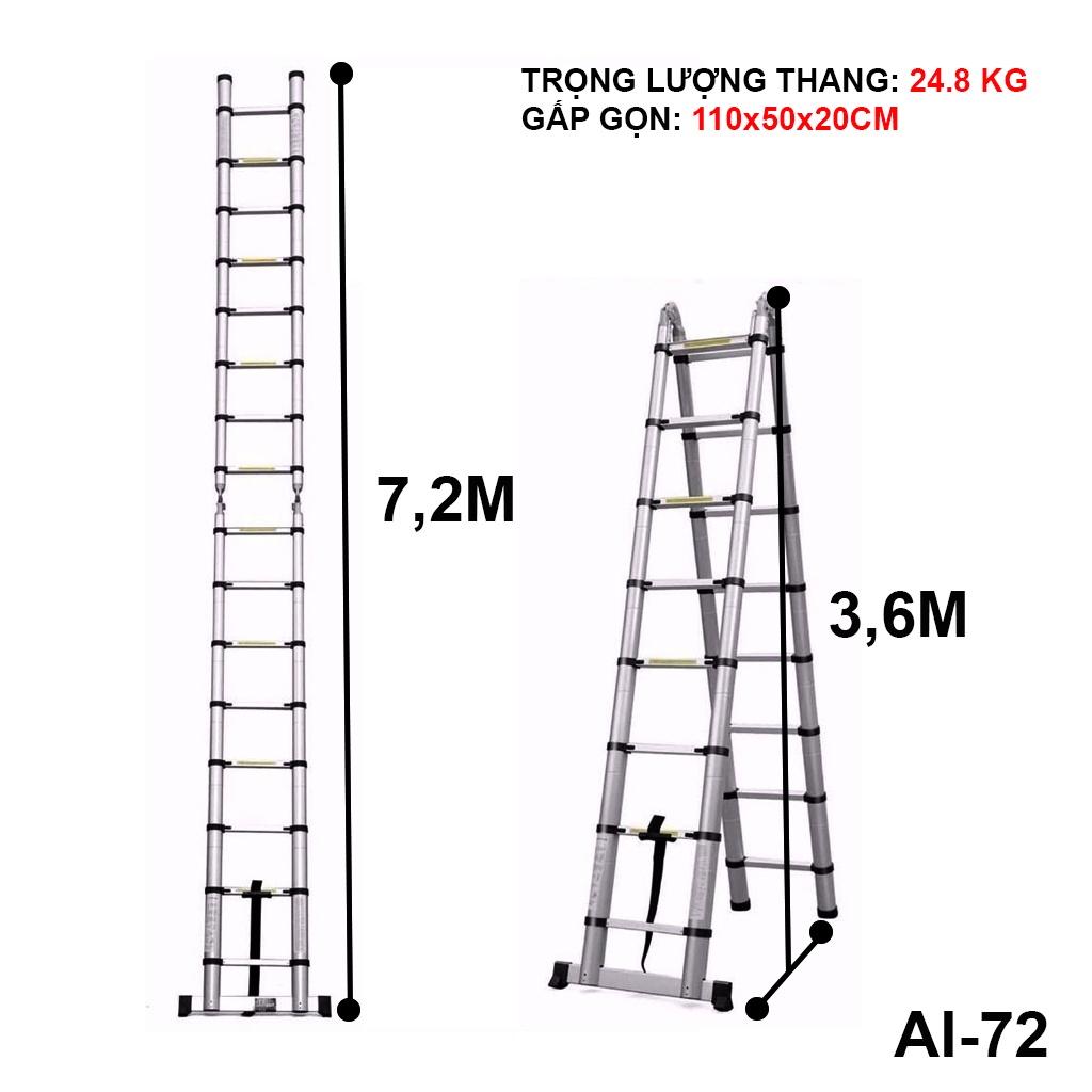 Thang nhôm rút chữ A NIKITA AI72 ( 3.6m x 3.6m )