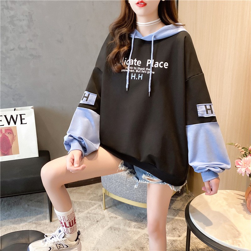 Áo hoodie Nữ dày mịn Delicate phối màu cánh tay, in chữ - Hot trend | BigBuy360 - bigbuy360.vn