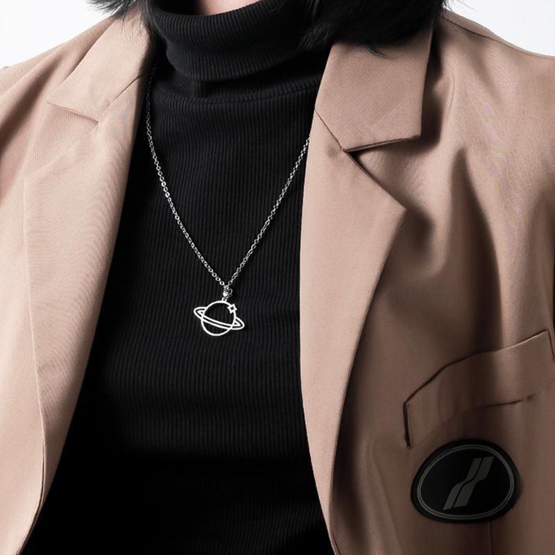 Vòng cổ Thép Titan Không Gỉ Mặt Hình Hành Tinh Phong Cách Hip Hop Thời Trang Unisex