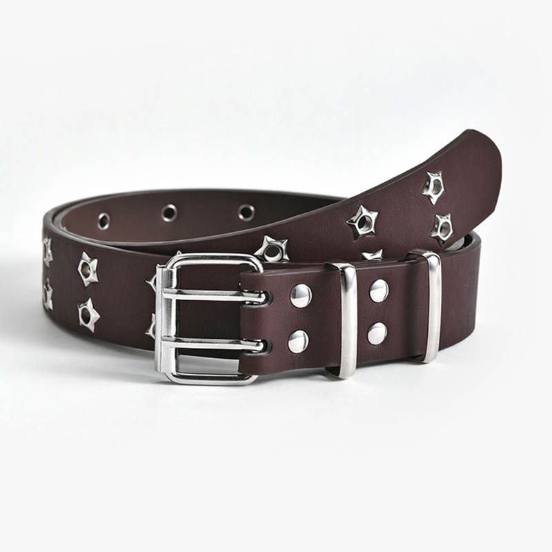 Thắt lưng da thiết kế khóa kim loại hình ngôi sao thời trang cho nữ