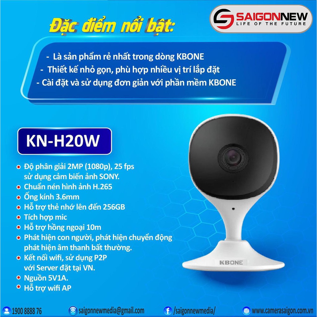 Camera IP Wifi KBONE KN-H20W Full HD 2MP