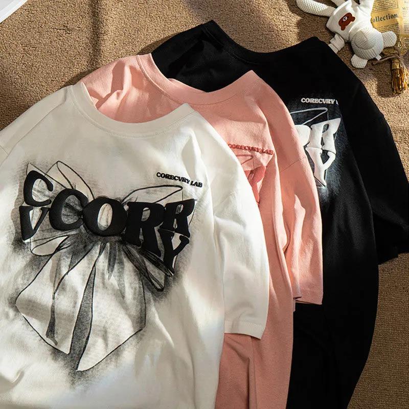 Áo Thun Tay Ngắn Phong Cách retro Mỹ Hợp Thời Trang Mùa Hè Mới Cho Cặp Đôi