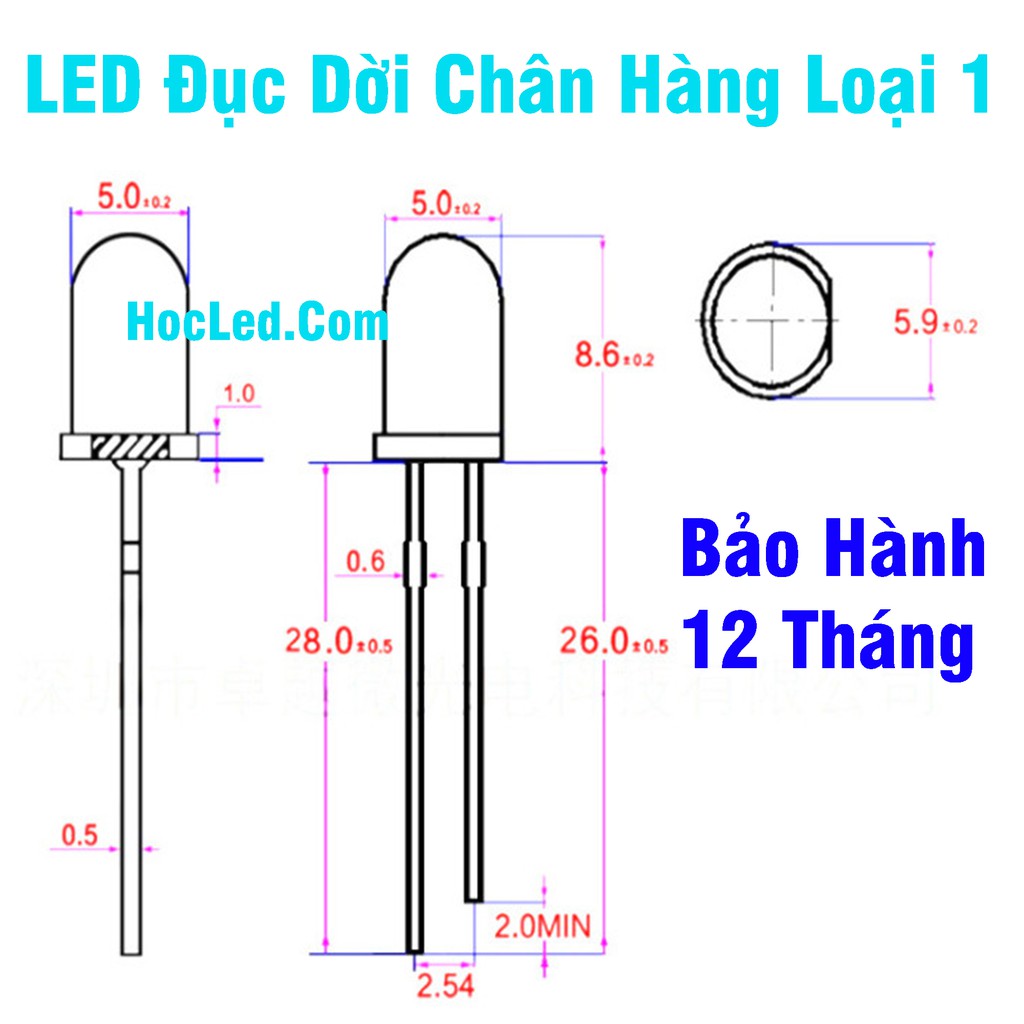 Gói 20 LED ĐỤC Đủ Màu Chuyên Làm Hào Quang, LED Trái Tim Hàng Loại 1 Chất Lượng