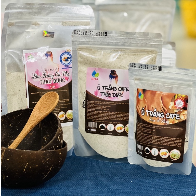 Tắm trắng cà phê thảo dược,ủ trắng cafe,tẩy tế bào chết cho face và body 100gr