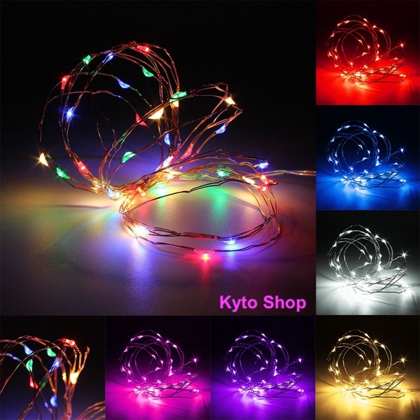 (GIÁ HỦY DIỆT) 5m Đèn led trang trí chớp nháy có Remote điều khiển sử dụng 3 pin AA, Đèn đom đóm Fairy Light