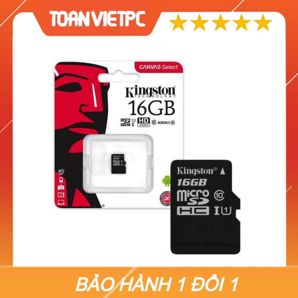 Thẻ nhớ Micro 16G Kingston class 10- Đổi mới 5 năm