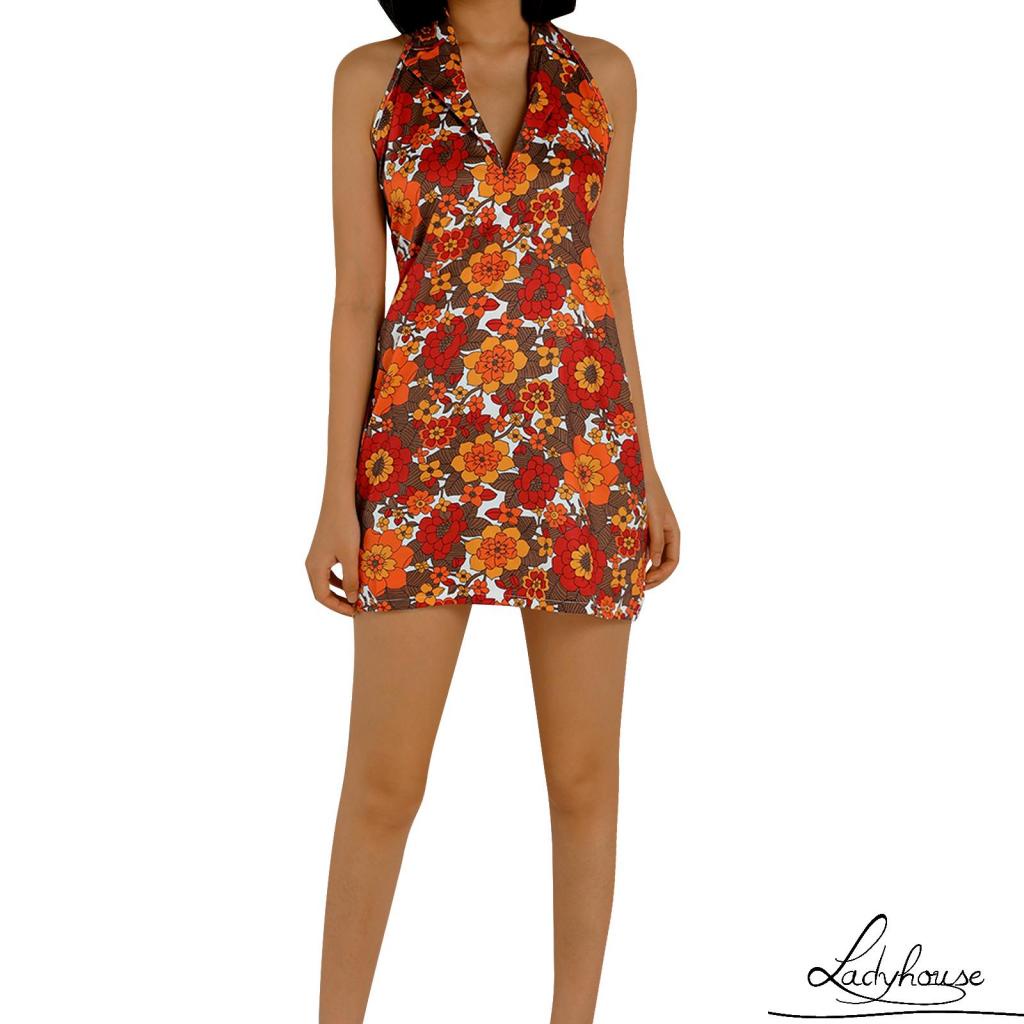 Ld-đầm Sát Nách Liền Thân Hở Lưng In Họa Tiết Quả Dâu/Hoa Thời Trang Mùa Hè Cho Nữ