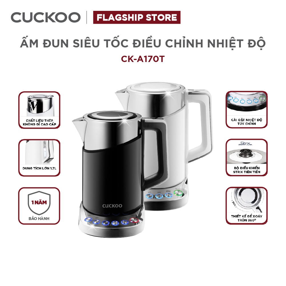 Bình đun siêu tốc đa năng Cuckoo CK-A170T dung tích lớn 1.7L - 1850W - Hàng chính hãng