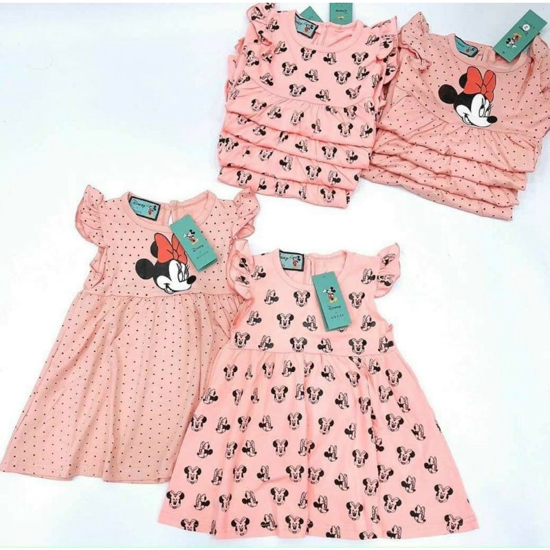 SET 2 VÁY MICKY HỒNG CHẤT COTTON CHO BÉ GÁI
