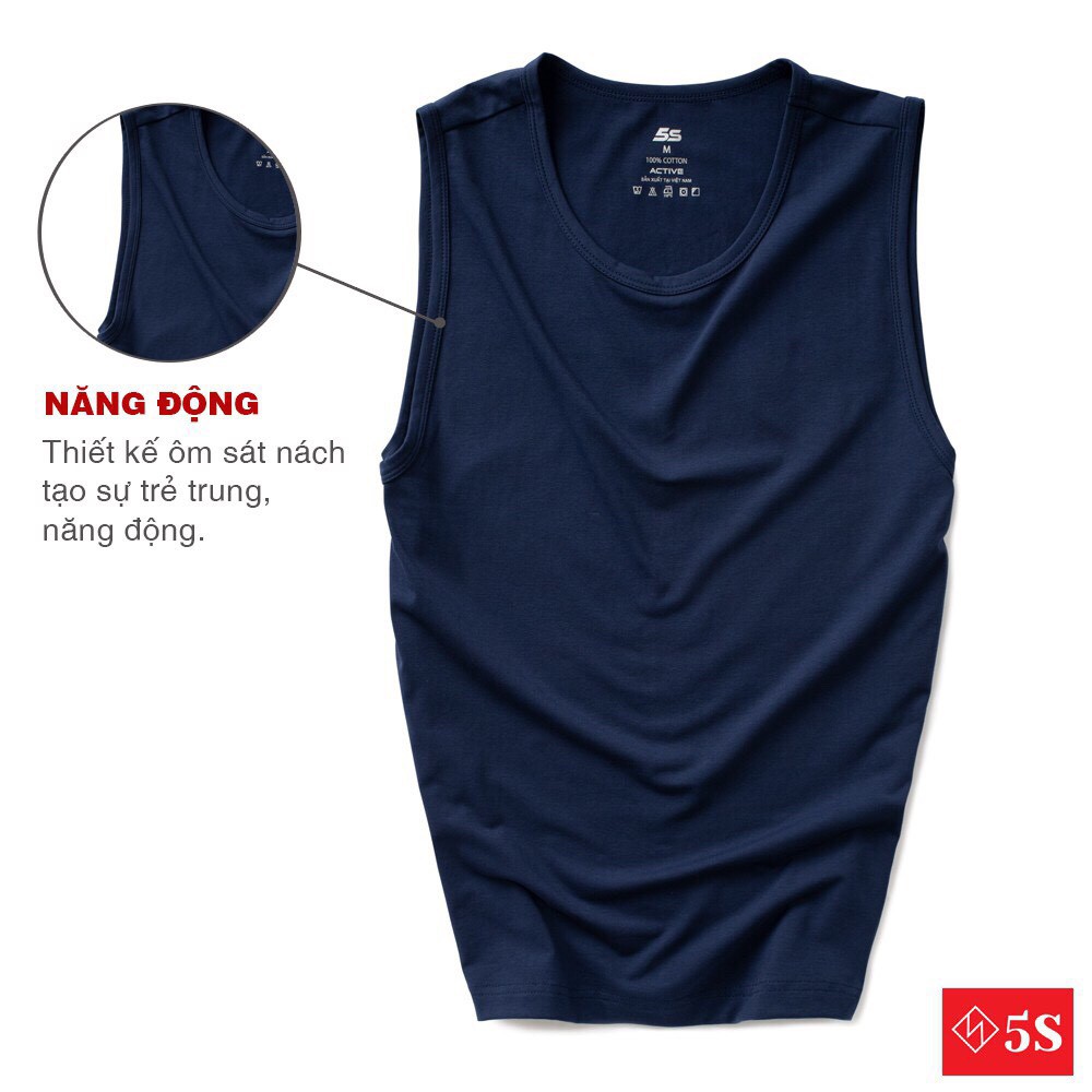 Áo Sát Nách Nam 5S (6 màu), Chất Liệu Cotton Cao Cấp, Dáng Thể Thao, Thấm Hút Mồ Hôi, Co Giãn Tốt (ATT21004-01). | BigBuy360 - bigbuy360.vn
