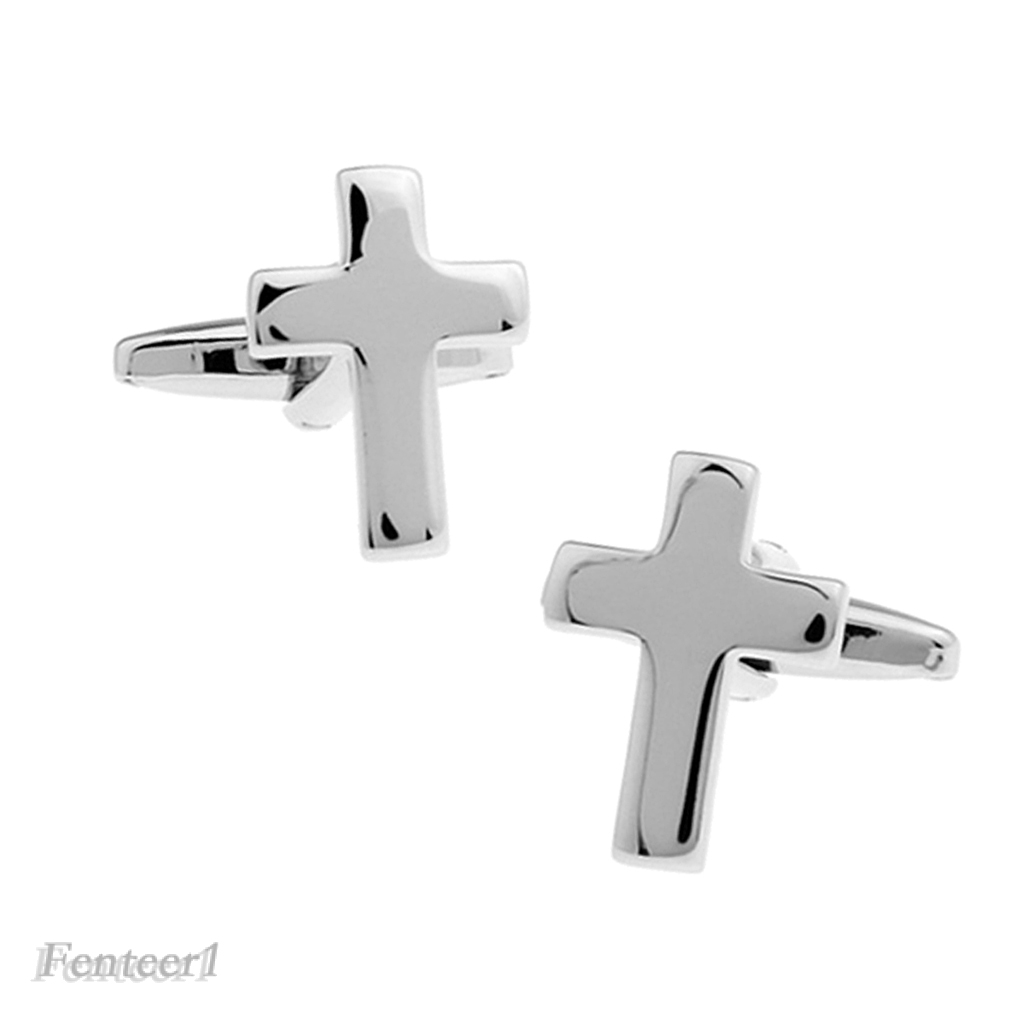 Religious Silver Brass  Cross Cufflinks Fashion Party Jewelry