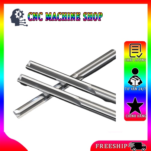 Mũi Dao CNC 2 ME Thẳng Cot 6mm Chuyên Pha Thô, Lọng gỗ Dài 45 50 60 70 80 mm