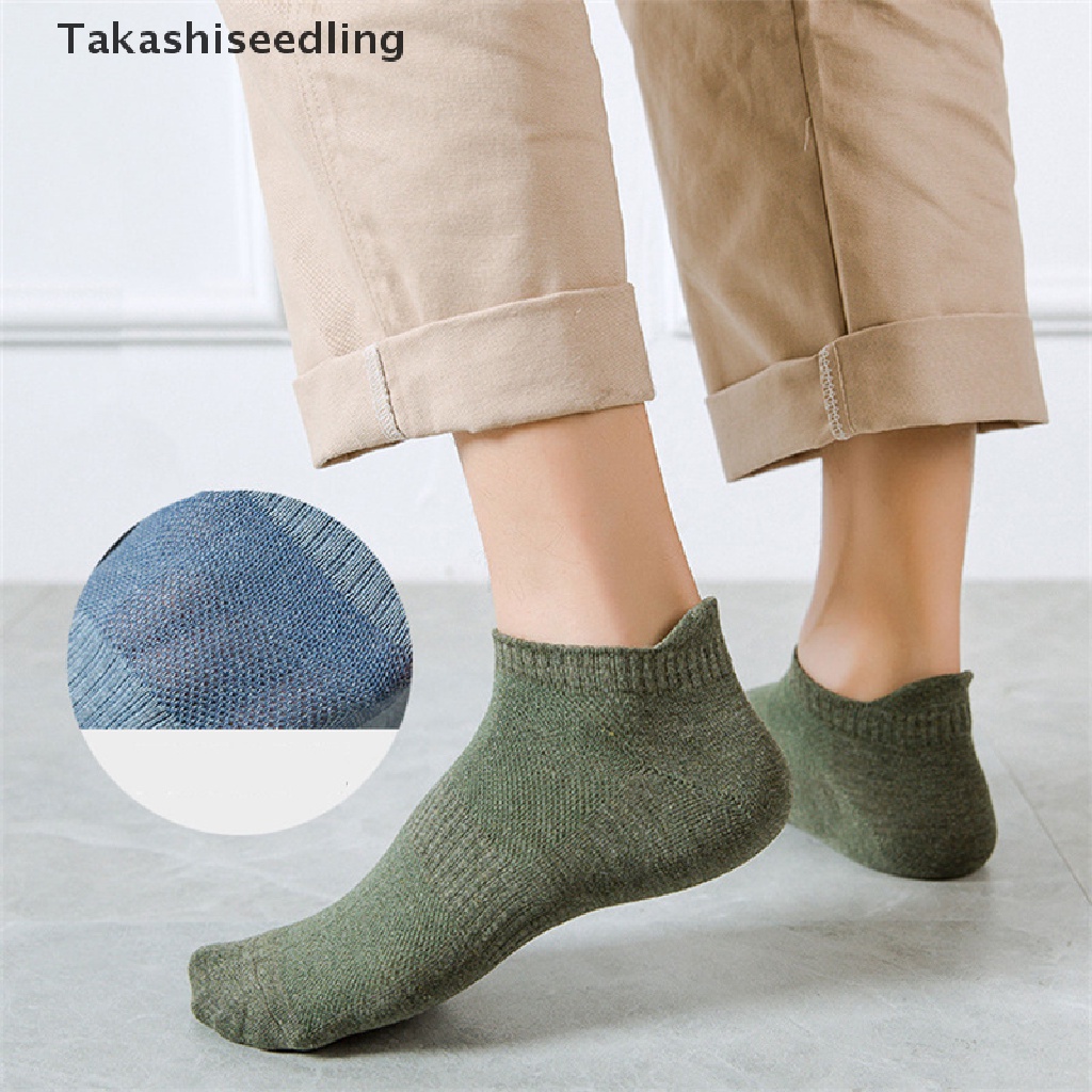 (Takashiseedling) Vớ Ngắn Mềm Mại Màu Trơn Đơn Giản Thoáng Khí Thời Trang Cho Nam Bán Chạy