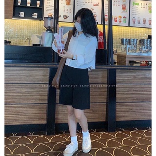 Áo sơ mi  croptop đũi