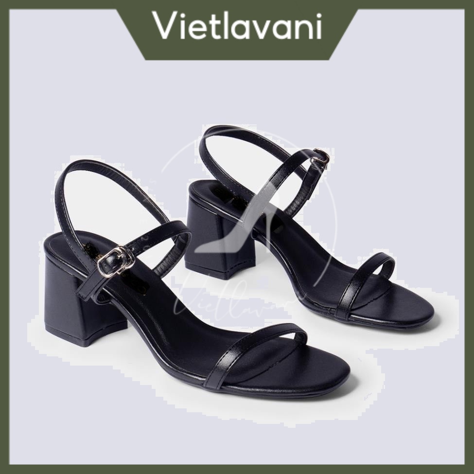 Giày sandal nữ mã LNS9 gót vuông cao 5cm phong cách đơn giản có 2 màu kem và đen