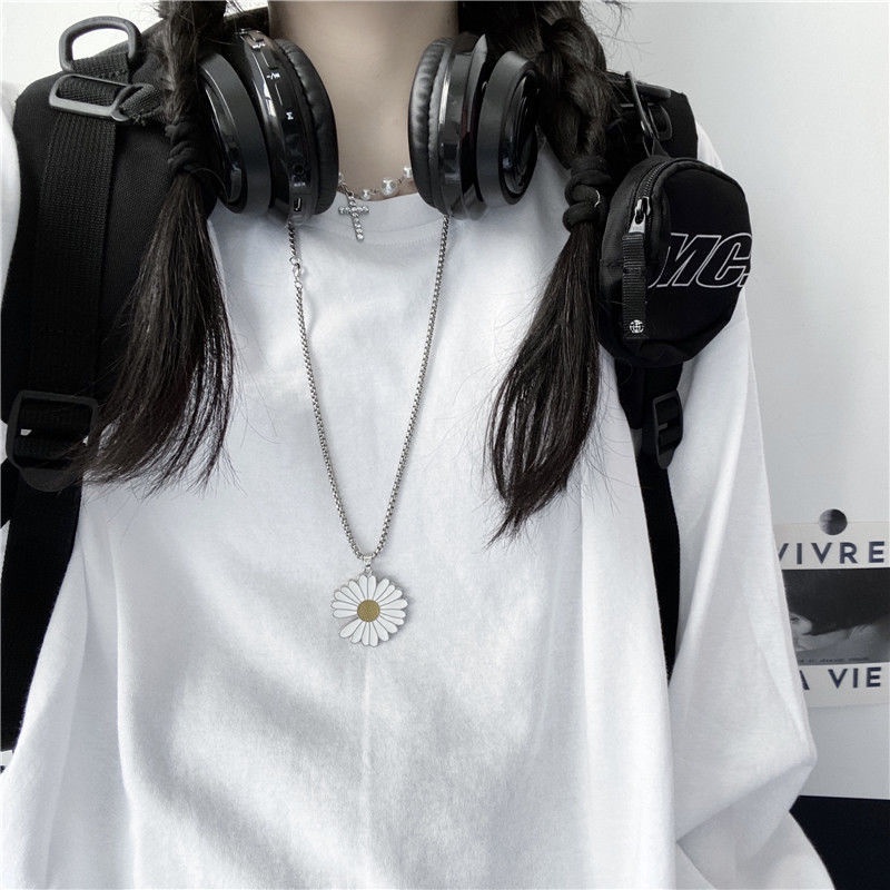 Jiashucheng Áo Thun Tay Dài Dáng Rộng Màu Trắng Rách Gối Phong Cách Hàn Quốc Thu Đông Mới Dễ Phối Đồ Cho Học Sinh Nữ @