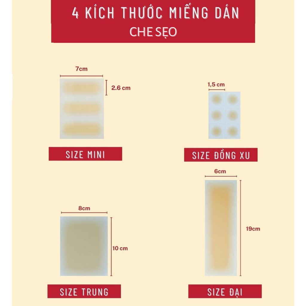 Miếng dán che sẹo lâu năm Japan siêu mỏng, chống nước, nhiều màu