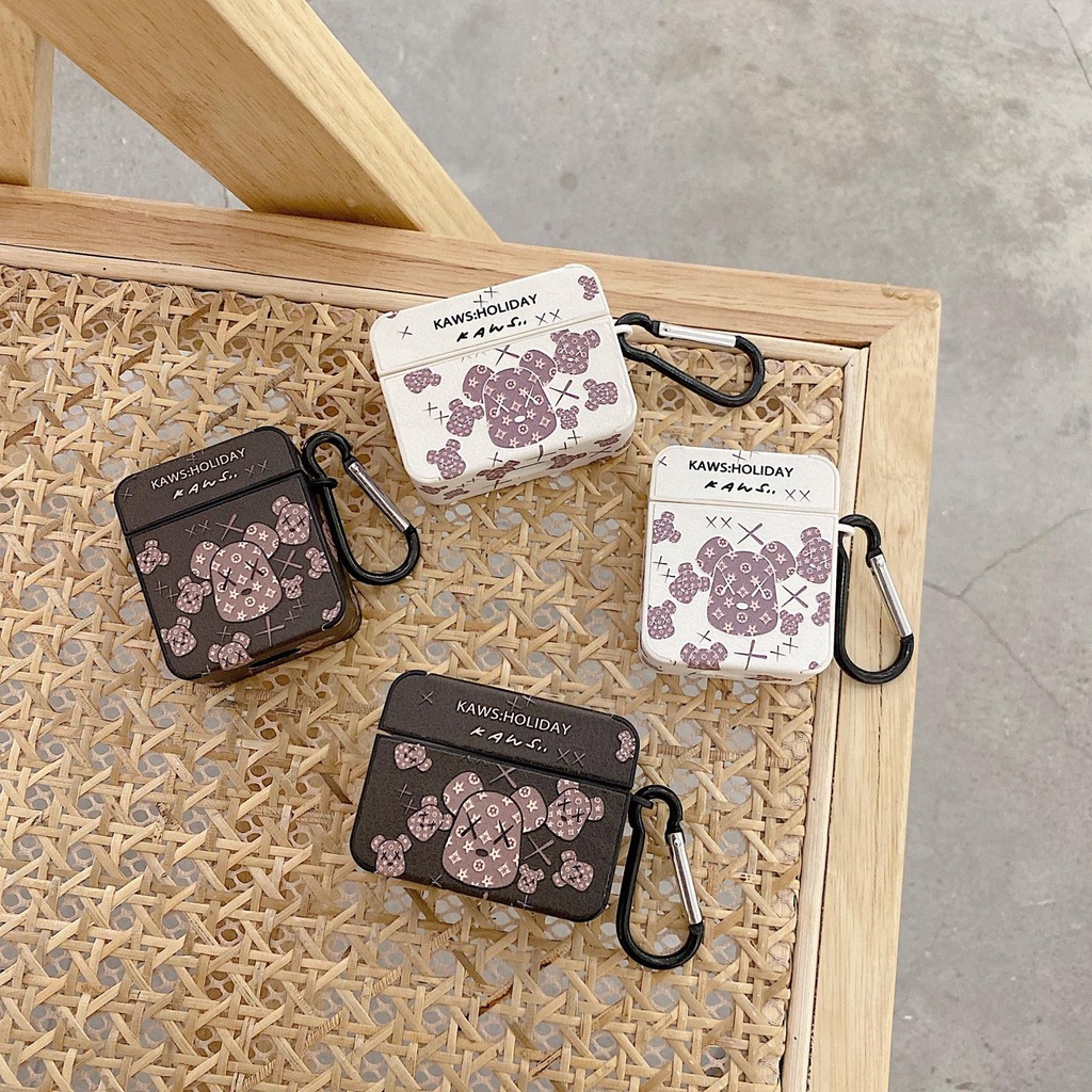 Vỏ Bảo Vệ Hộp Sạc Tai Nghe Bluetooth Không Dây Airpods 1/2/pro 3 gen3 Bằng Da Tpu Mềm Chống Rơi Hình Gấu Kaws