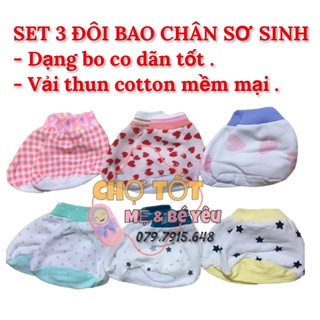 Set 3 Đôi Bao Chân Cho Bé Sơ Sinh Hotga (sơ sinh-6 tháng vải cotton bo thun )