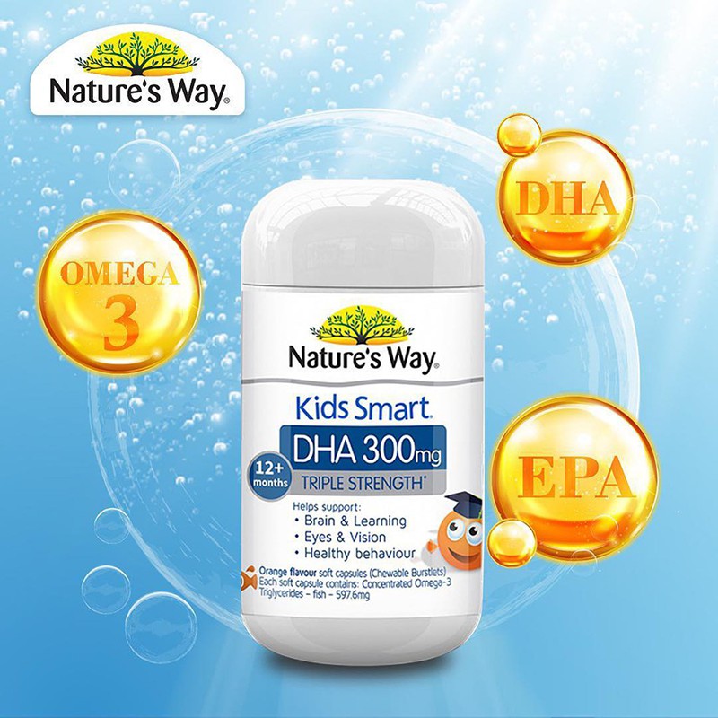 Nature’s Way Kids Smart DHA 300mg - Kẹo Nhai Bổ Sung DHA Cho Trẻ Từ 1 Tuổi - Lọ 50 Viên