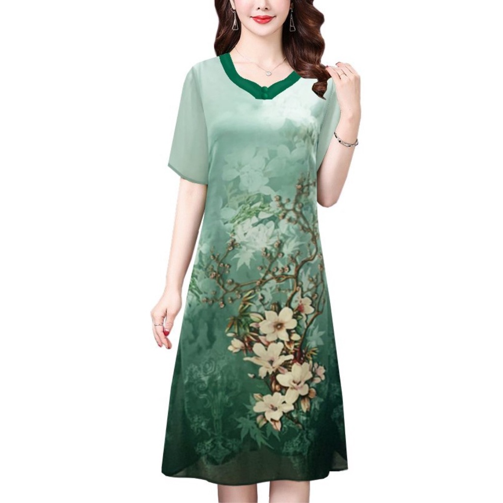 ❣️ ĐẦM TRUNG NIÊN ❣️ DÁNG SUÔNG GIẤU BỤNG CHO MẸ U50 U60, ĐẦM TRUNG NIÊN IN HOA SANG TRỌNG TRẺ TRUNG