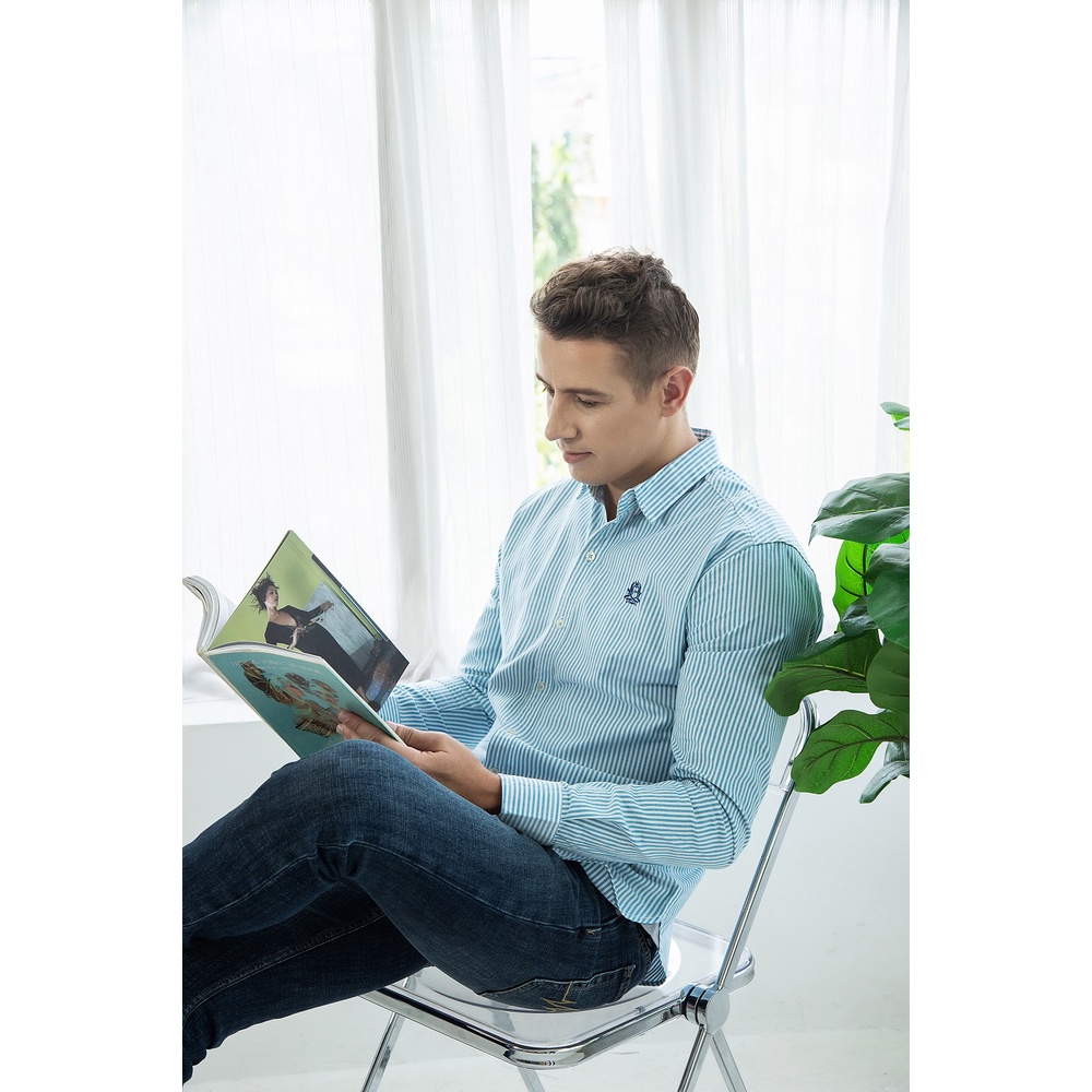 [Mã BMLTA50 giảm đến 50K đơn 99K] Áo Sơ Mi Tay Dài Sọc Trẻ Trung Just Men