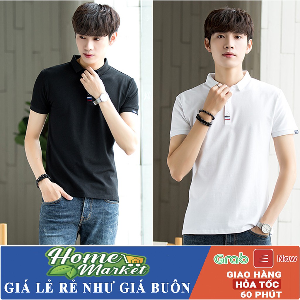 ( Mẫu 2021 ) Áo Polo Cổ Bẻ, Màu Đen Trắng Form Chuẩn Phong Cách Hàn Quốc | BigBuy360 - bigbuy360.vn