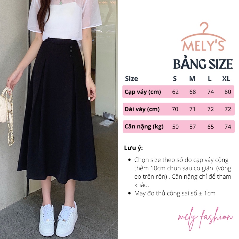 Chân váy dài chữ A Midi công sở xòe qua gối có BIGSIZE chun sau phong cách sang trọng trẻ trung đi làm đi chơi CV42