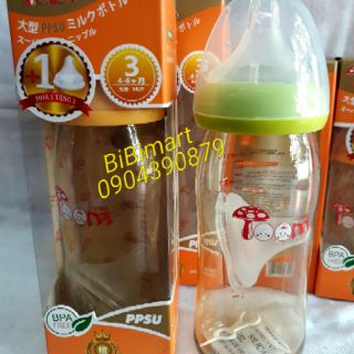 Bình sữa PPSU TO.OM 180ml/240ml ( tặng 1 núm ti chia tia) - Nhật Bản.