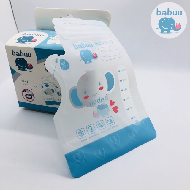 Tặng 01 bút ghi chú - Hộp 50 túi trữ sữa có vòi Babuu Baby