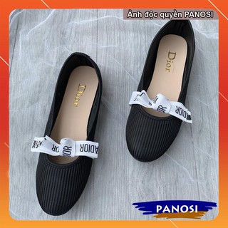 Giày nữ đế bệt búp bê gắn nơ trắng vải co giãn êm chân bền đẹp giá rẻ