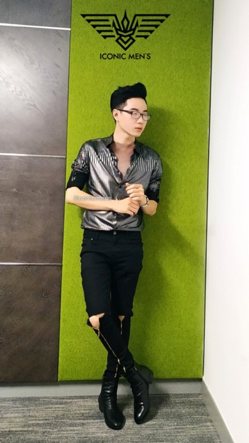 Quần jean nam rách gối , zip KHOÁ MÀU VÀNG